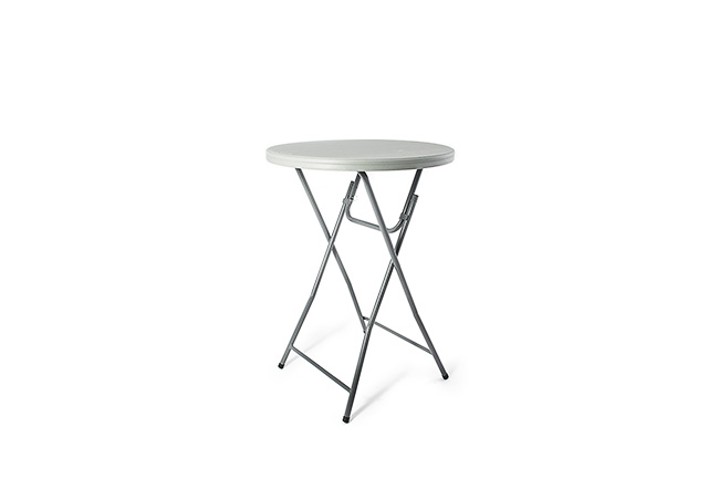Photo de Table haute ronde en plastique pliable diamètre 80 cm h 110 cm Zown