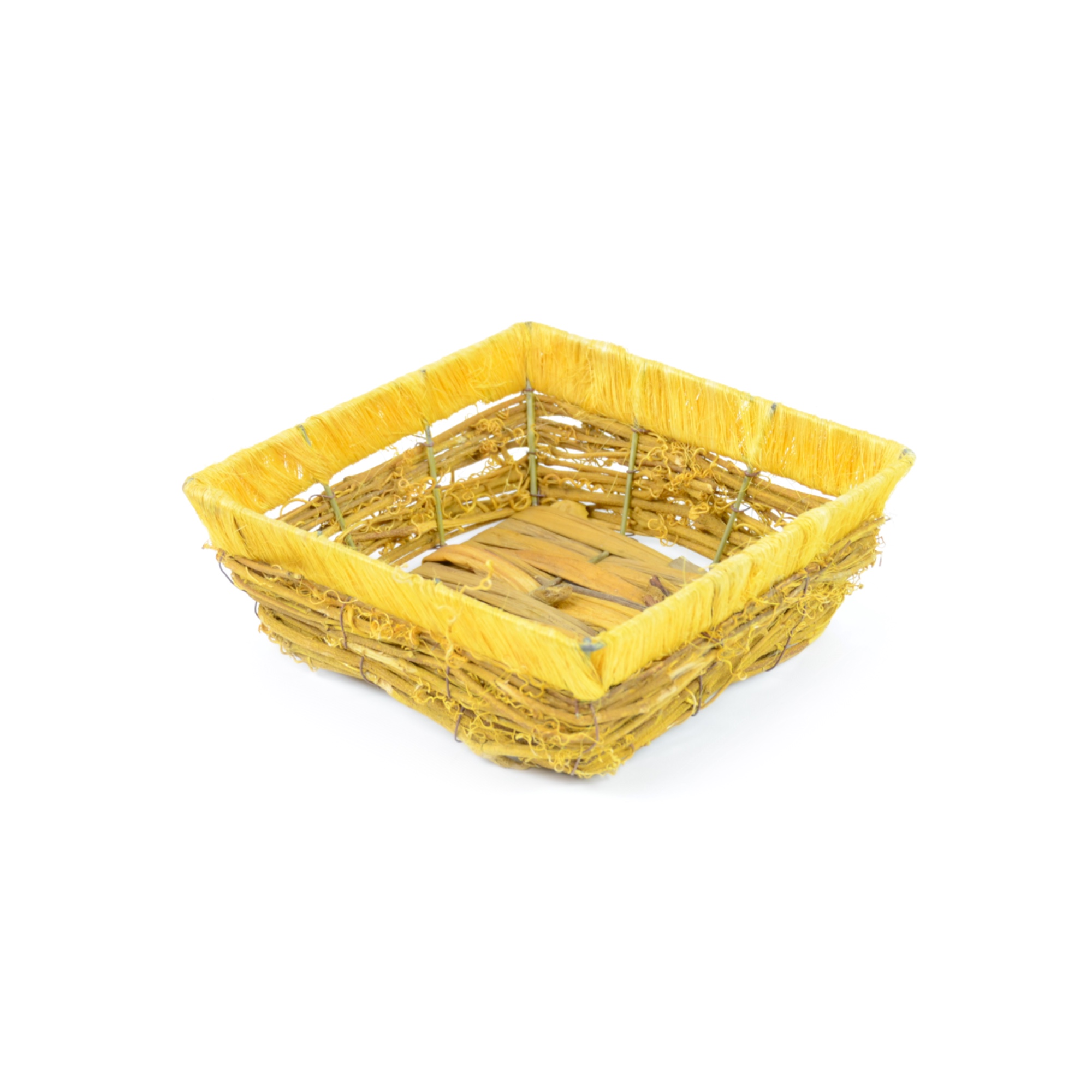 Photo de Corbeille carrée jaune en osier petite
