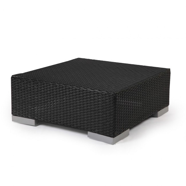 Photo de Pouf de jardin sans coussin carré en résine tressée noir 76 x 76 cm h 30 cm Antibe
