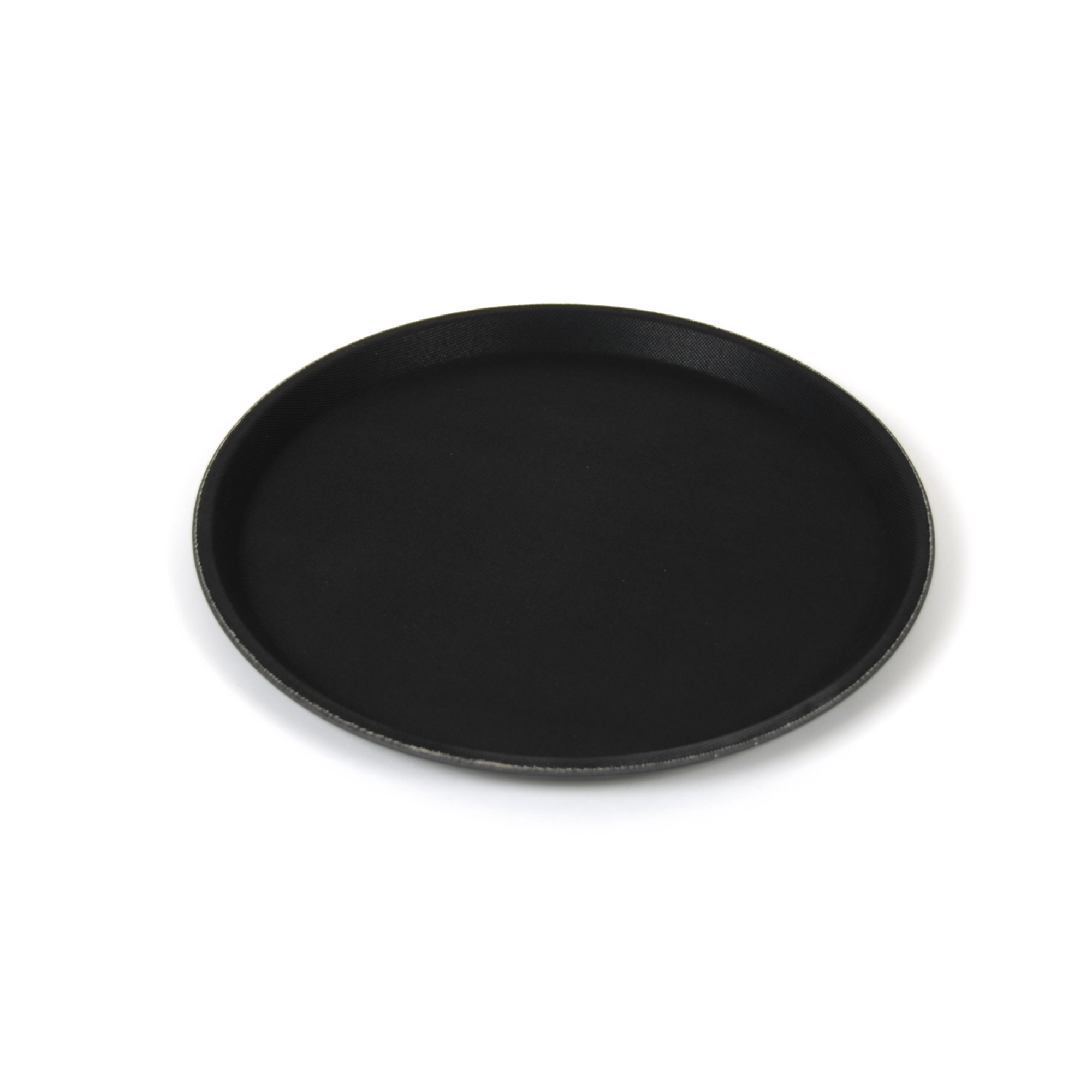 Photo de Plateau de service rond noir antidérapant diamètre 27 cm