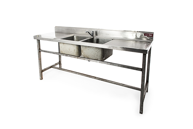 Photo de Plonge double bassins centraux 230 x h 90 x 65 cm