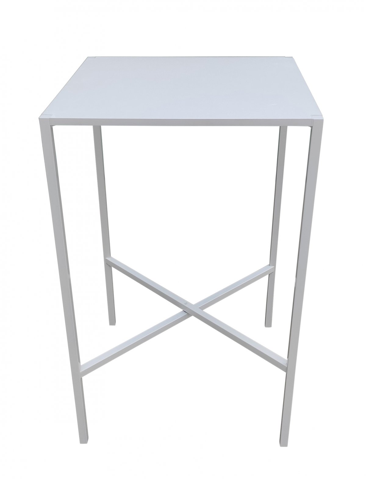 Photo de Table haute carrée blanche Kross - lot de 8 pièces