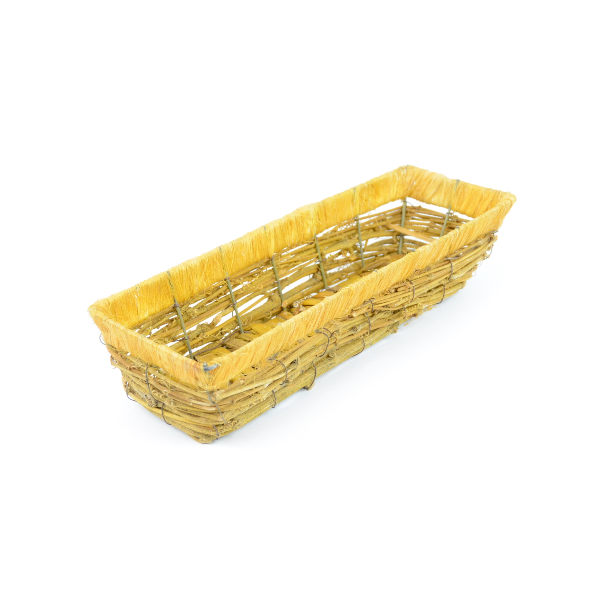 Photo de Corbeille rectangulaire jaune en osier 36 x h 8 x 12 cm