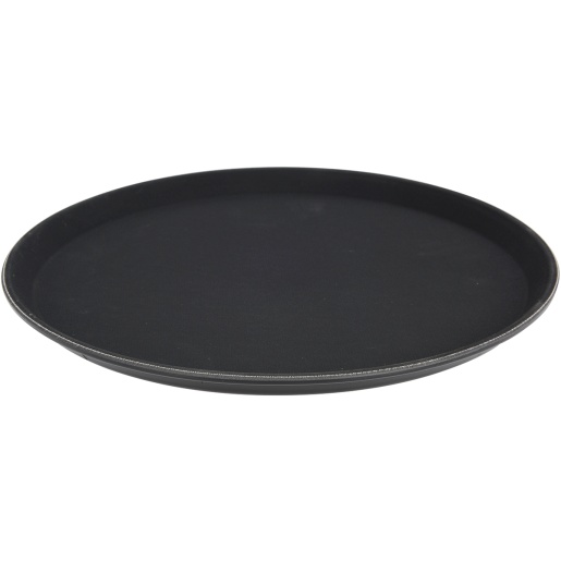 Photo de Plateau de service rond noir antidérapant diamètre 35 cm
