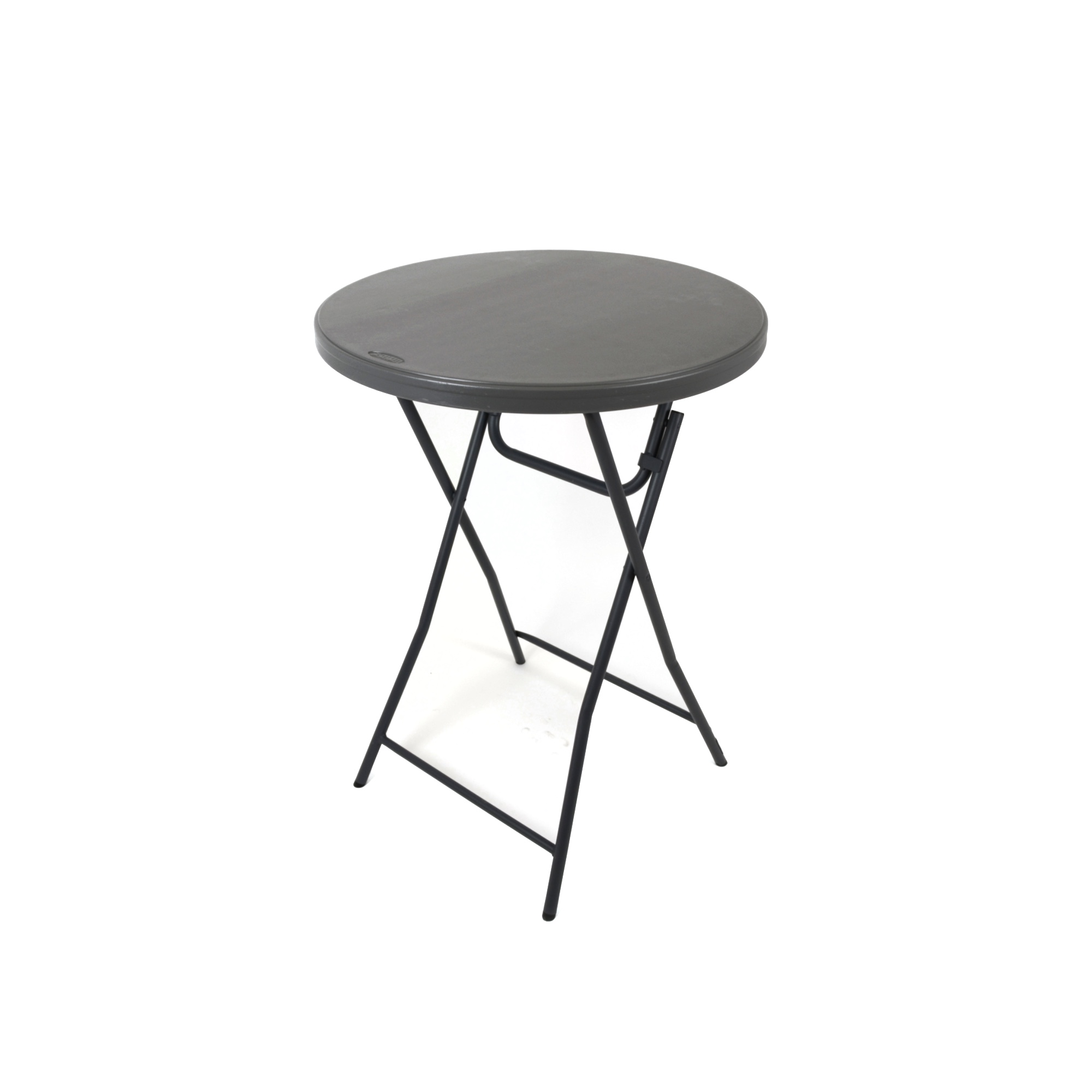 Photo de Table haute ronde en plastique pliable diamètre 80 cm h 110 cm Zown gris anthracite