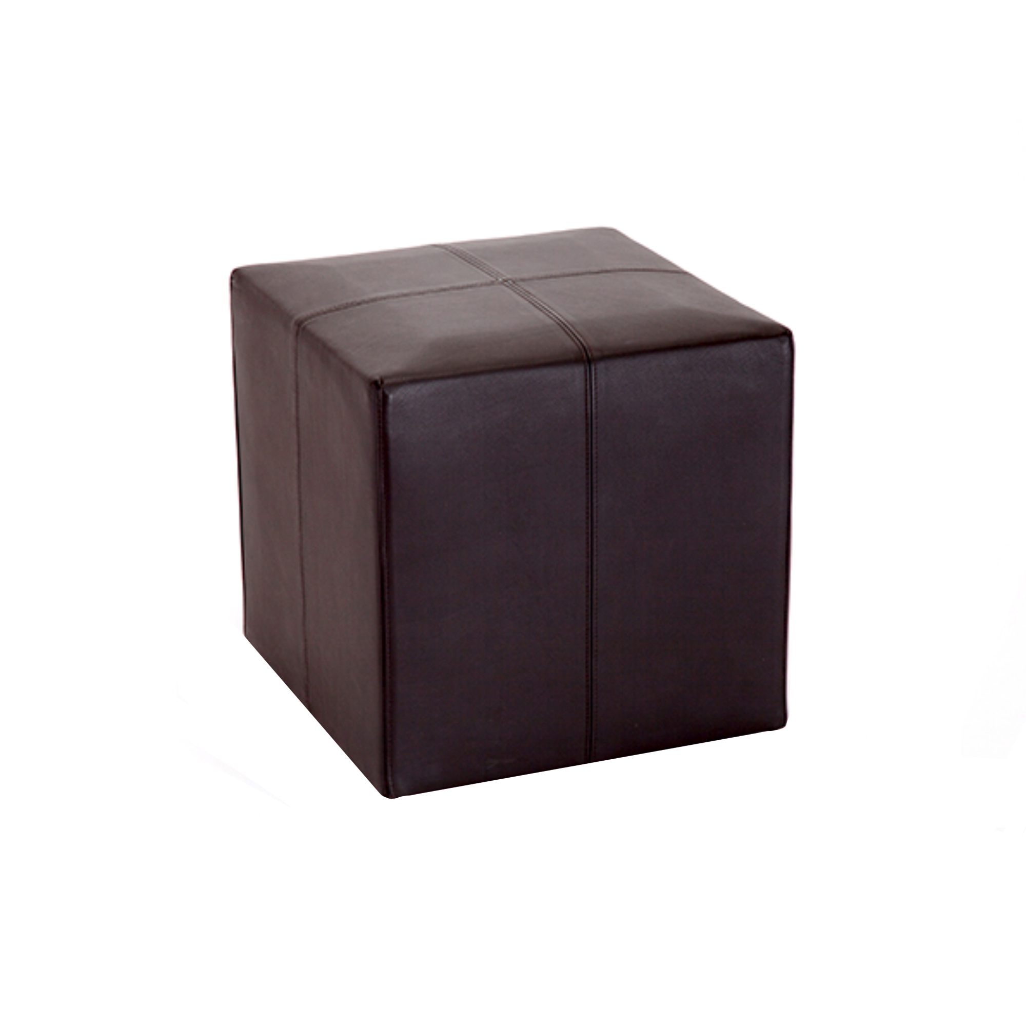 Photo de Pouf brun carré en simili cuir Daisy