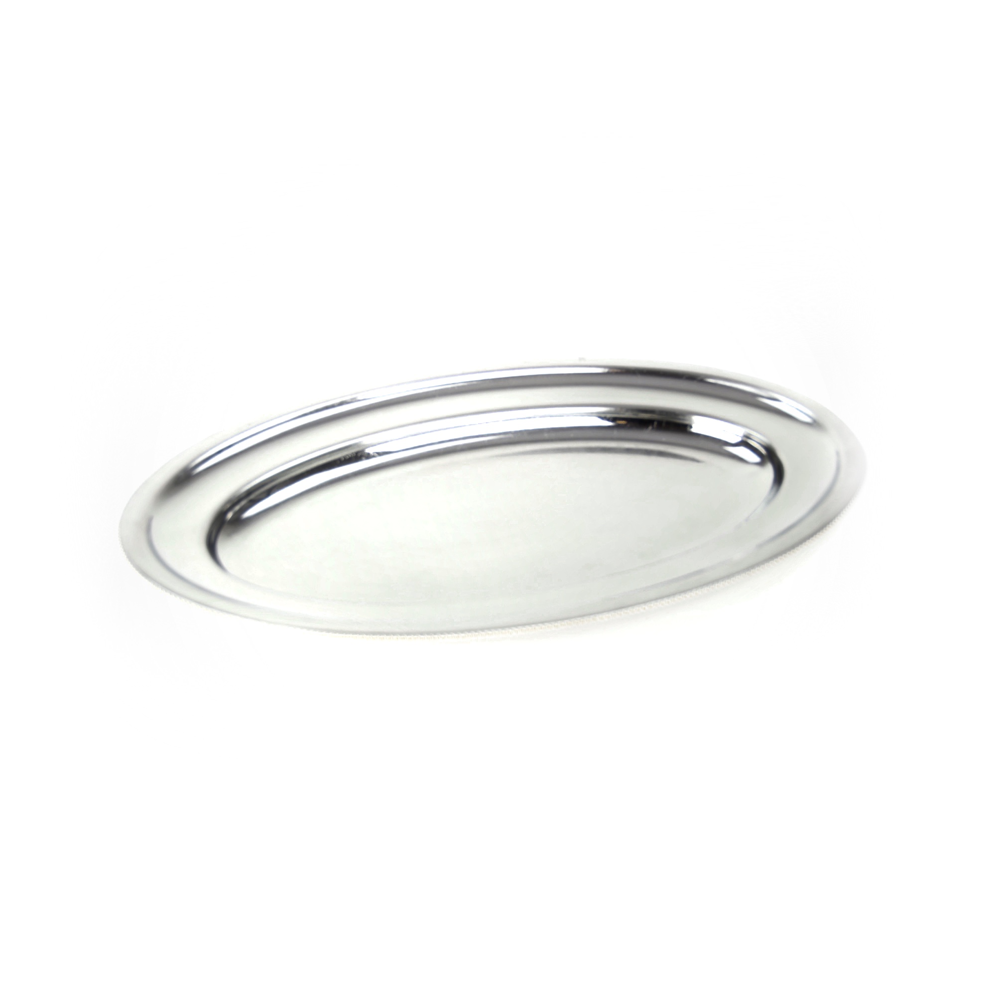 Photo de Plateau ovale en inox à bord perlé 39 x 25 cm