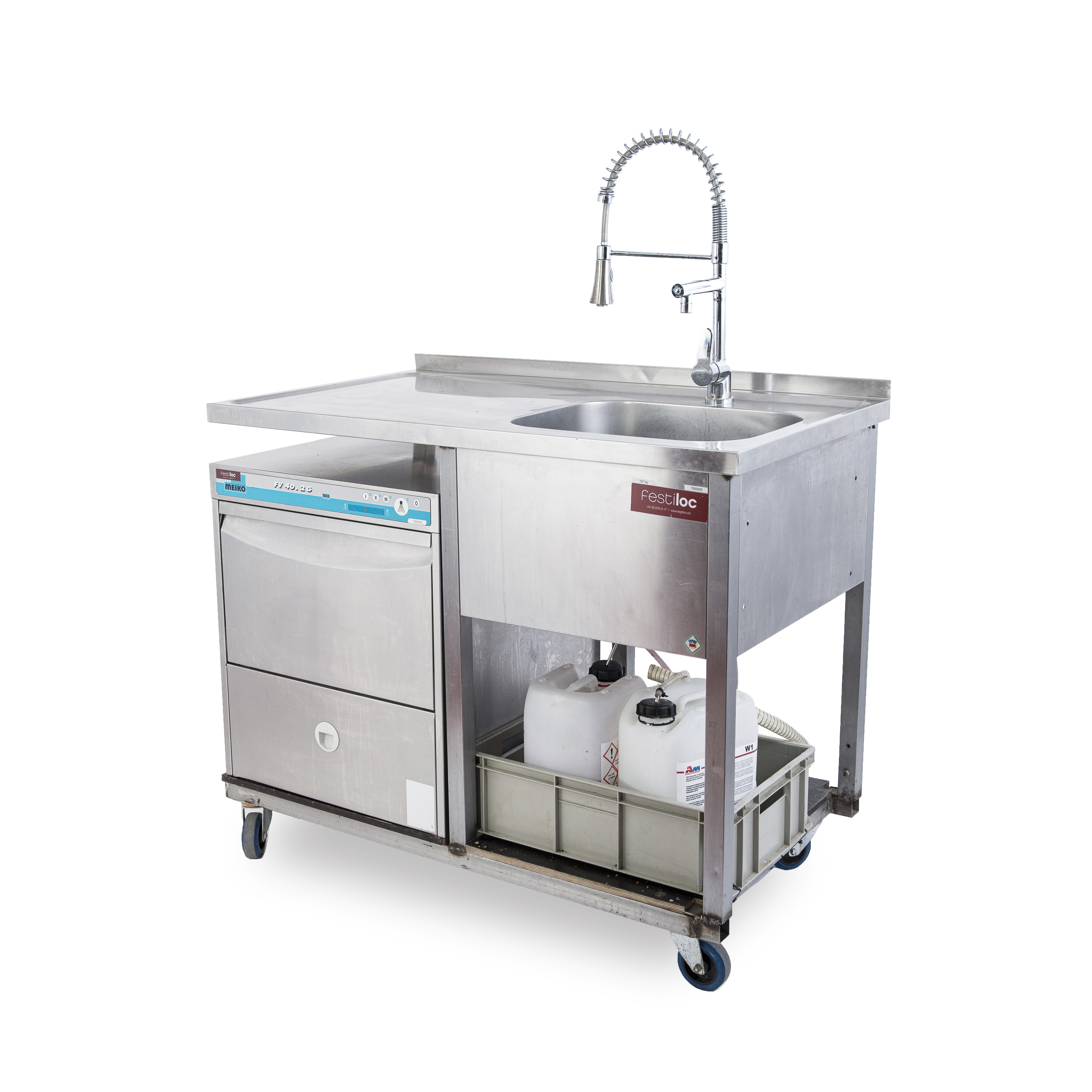 Photo de Ensemble: plonge bassin à droite avec robinet et machine à laver 50 x 50 cm