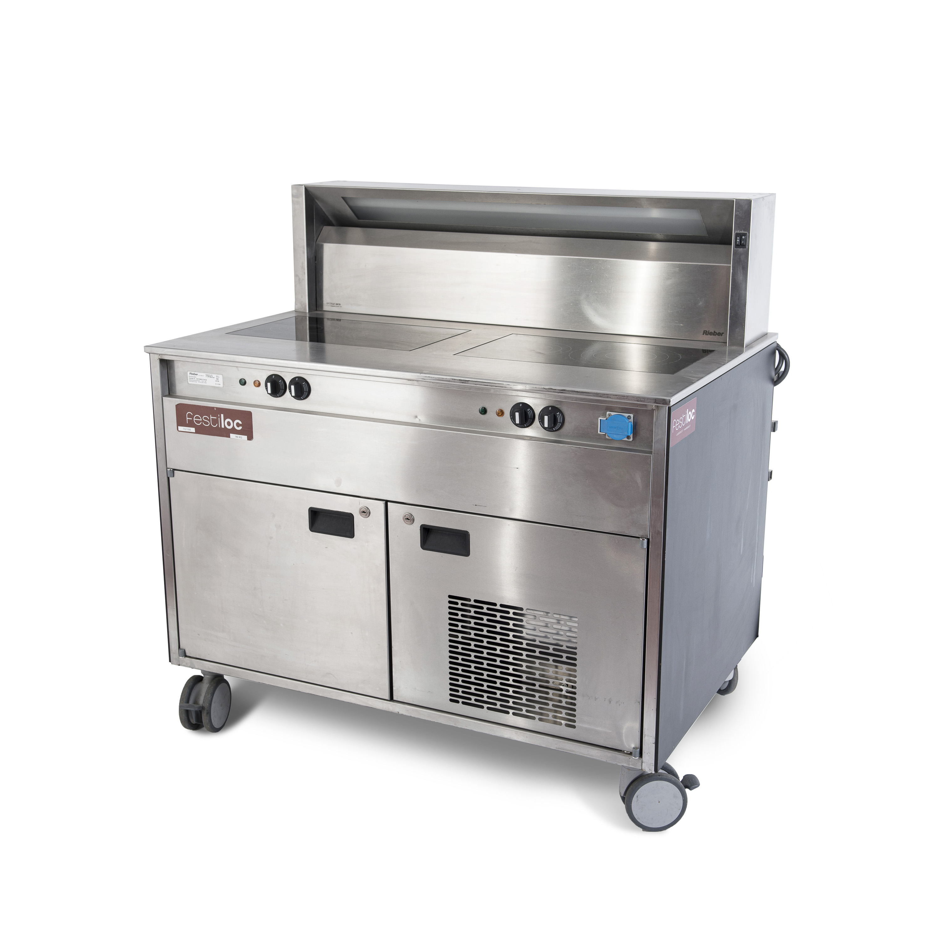 Photo de Module de cuisson avec hotte intégrée à 4 plaques vitrocérames diamètre 2 x 23 cm et 2 x 16 cm
