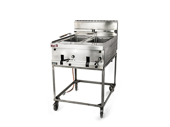 Photo de Friteuse électrique double cuve 2 x 10 l sur roulettes / Euro 2 x 16 A