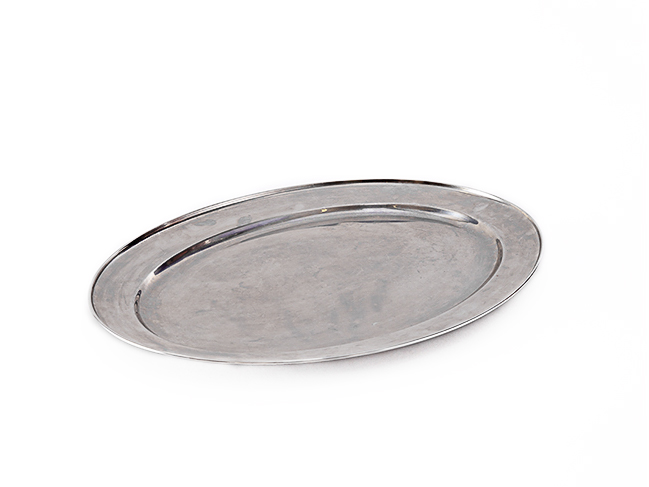 Photo de Plateau ovale en inox 65 x 45 cm