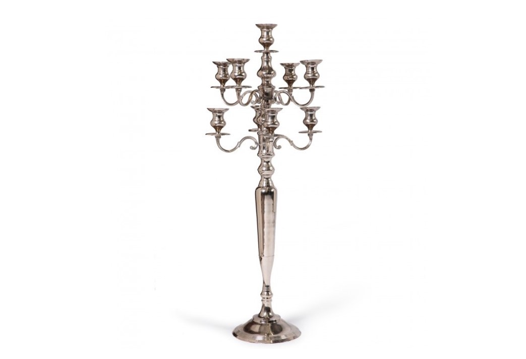 Photo de Chandelier en argent h 115 cm,  sans les bougies
