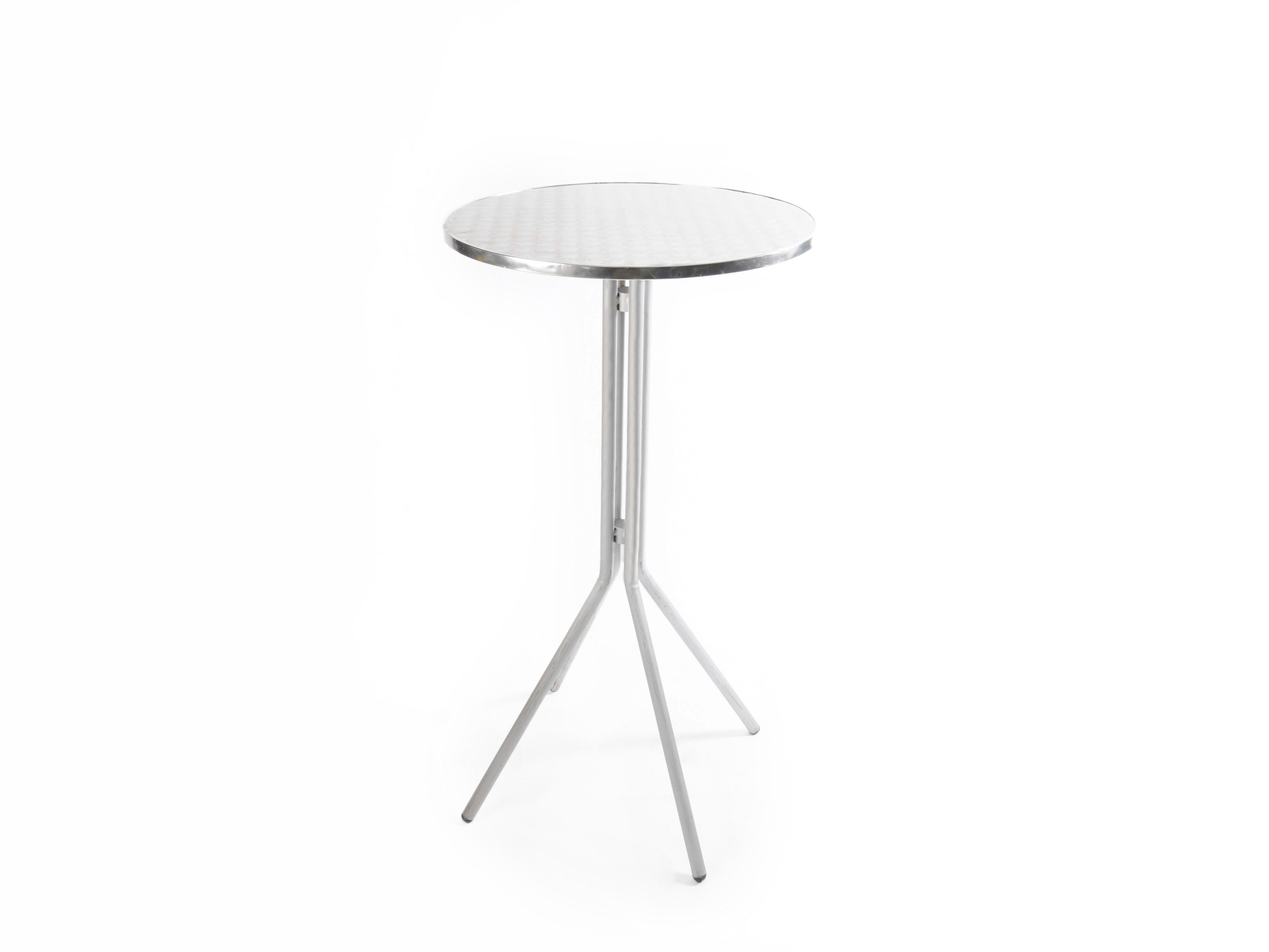 Photo de Table haute ronde en alu pied en inox avec plateau à visser diamètre 60 cm h 110 cm