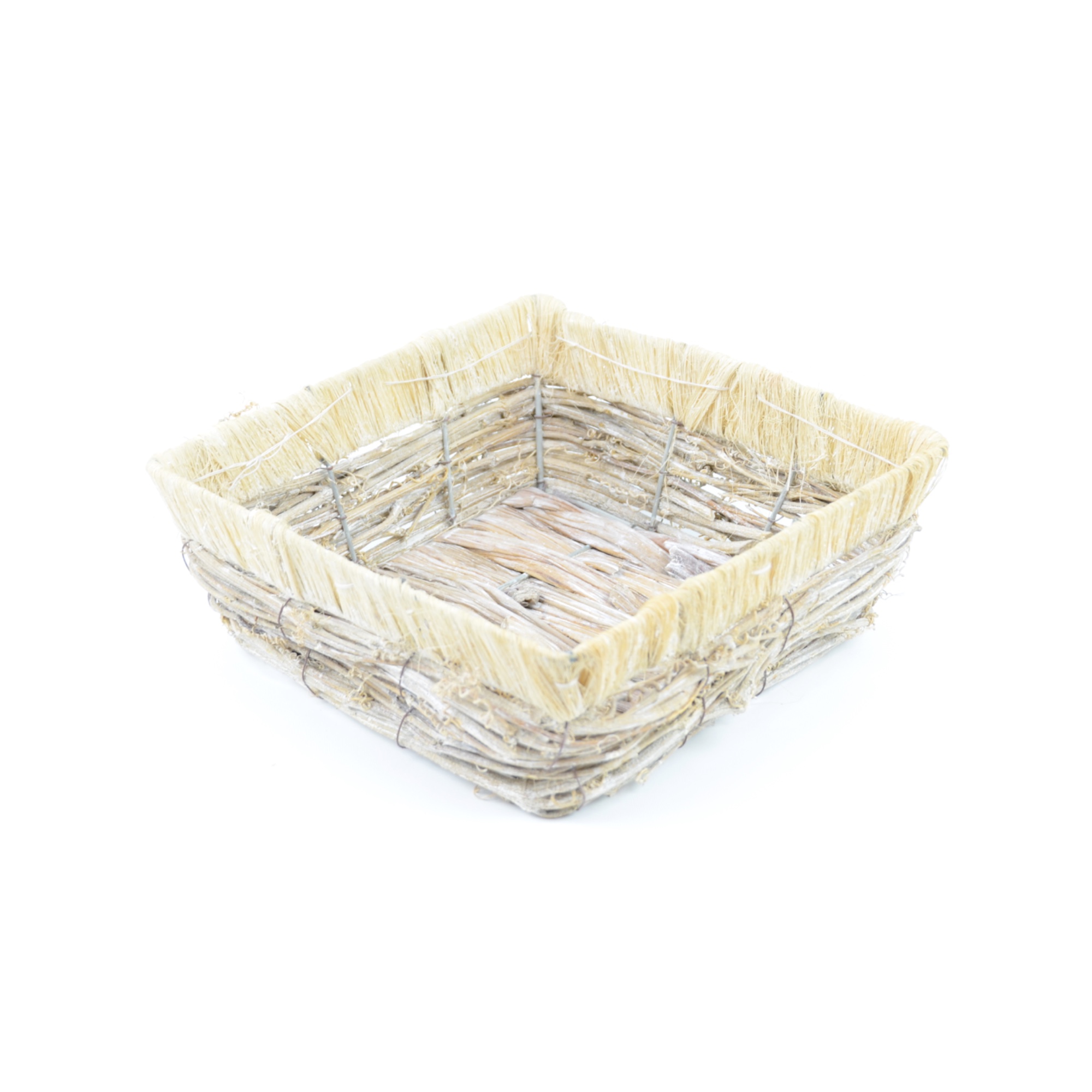 Photo de Corbeille carrée beige en osier moyenne