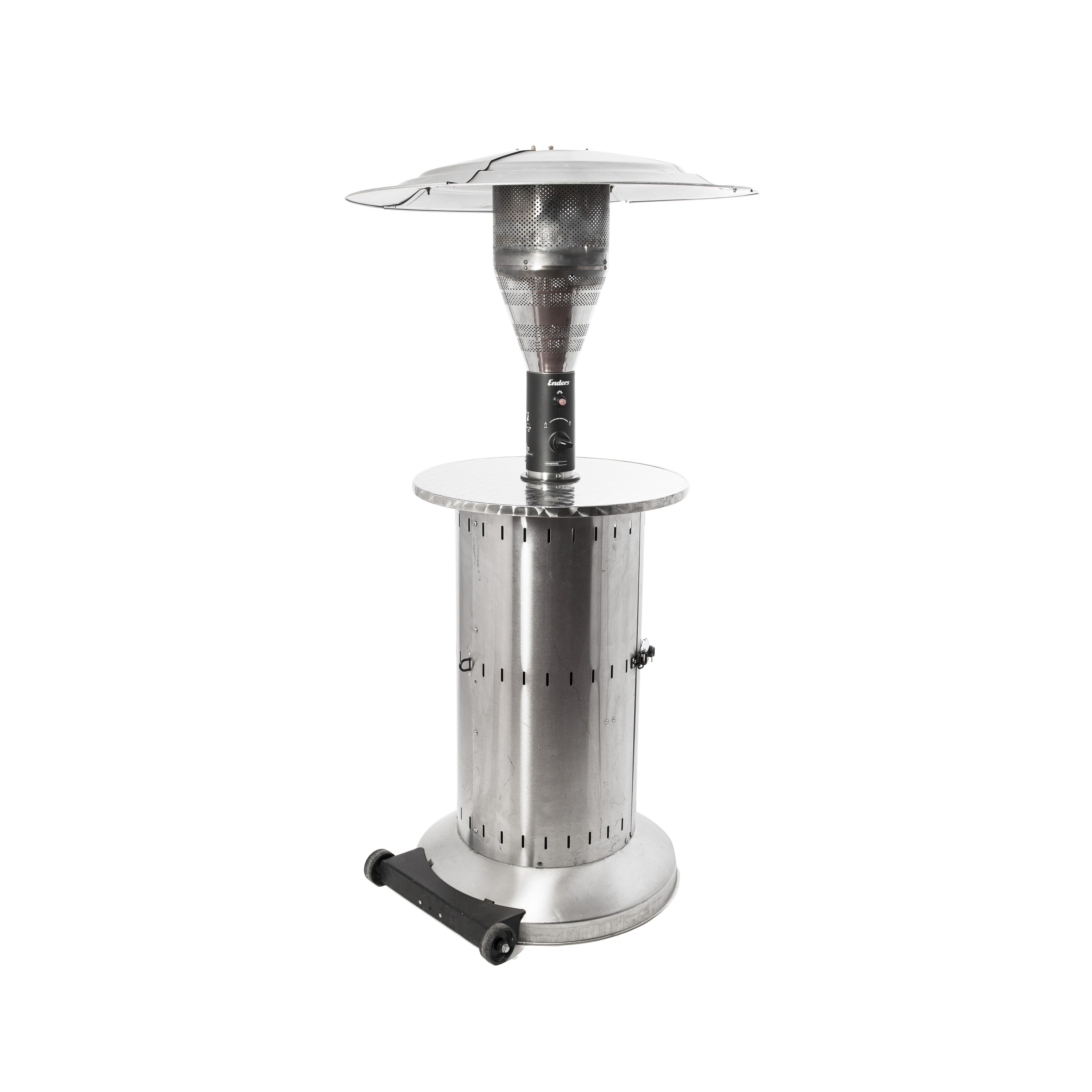 Photo de Parasol chauffant inox avec table sans bouteille de gaz
