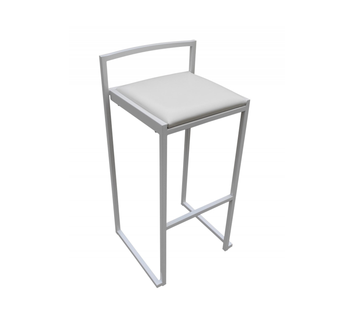 Photo de Tabouret haut en métal et assise blancs Stako