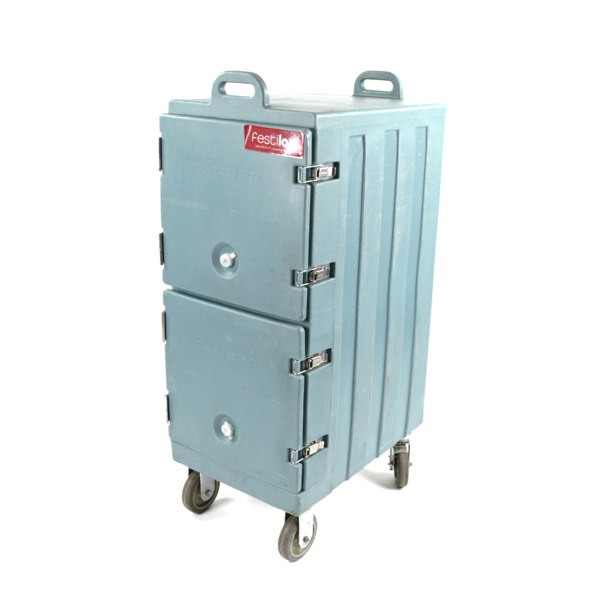 Photo de Thermoport isotherme sur roulettes bleu 2 étages GN1/1