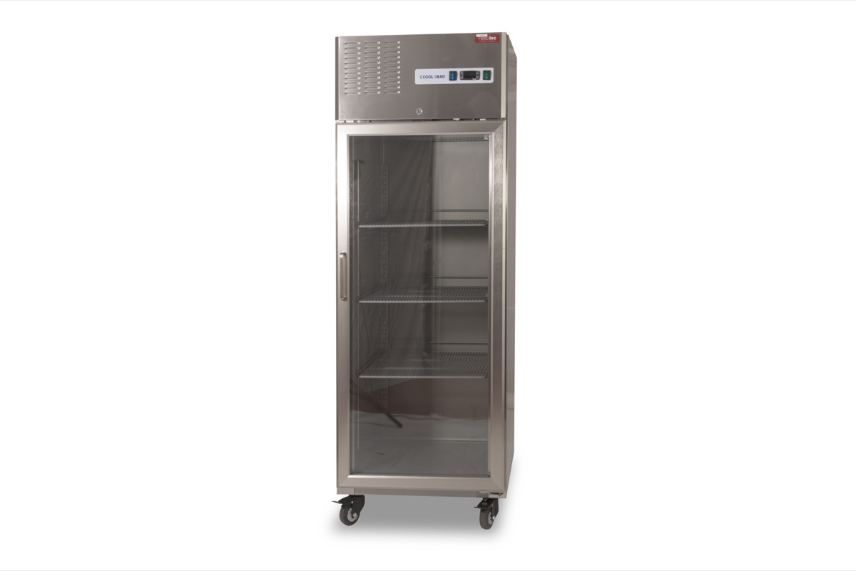 Photo de Armoire frigorifique professionnelle en inox avec vitre 700 l 82 x h 205 x 70 cm GN 2/1