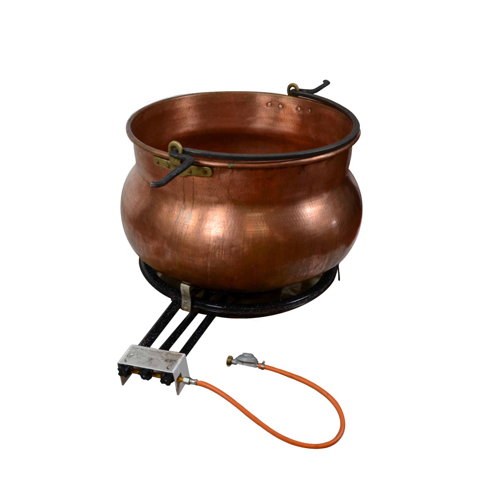 Photo de Chaudron à anses en cuivre 150 l avec réchaud et support (sans potence)