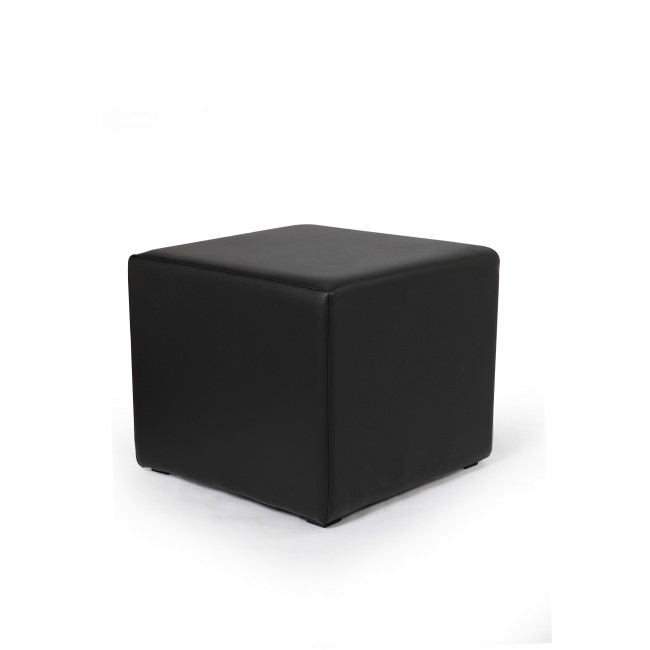 Photo de Pouf noir carré en simili cuir Damier