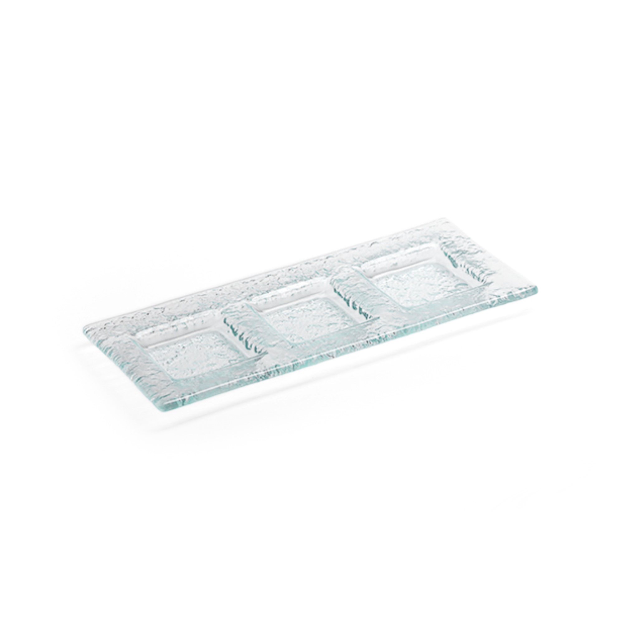 Photo de Assiette carrée à trois cases sans bord en verre