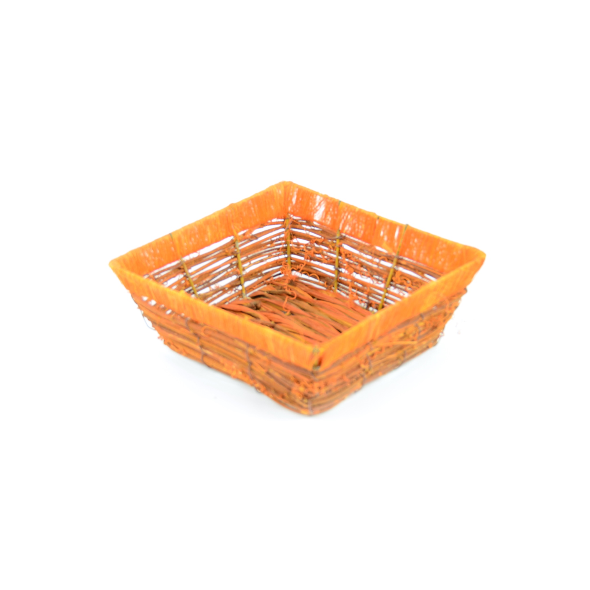 Photo de Corbeille carrée orange en osier petite