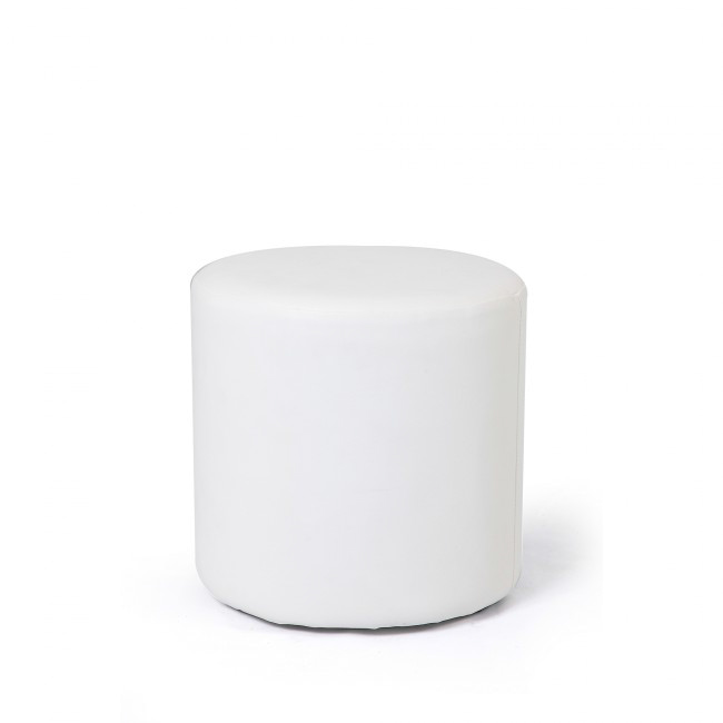 Photo de Pouf blanc rond en simili cuir Damier
