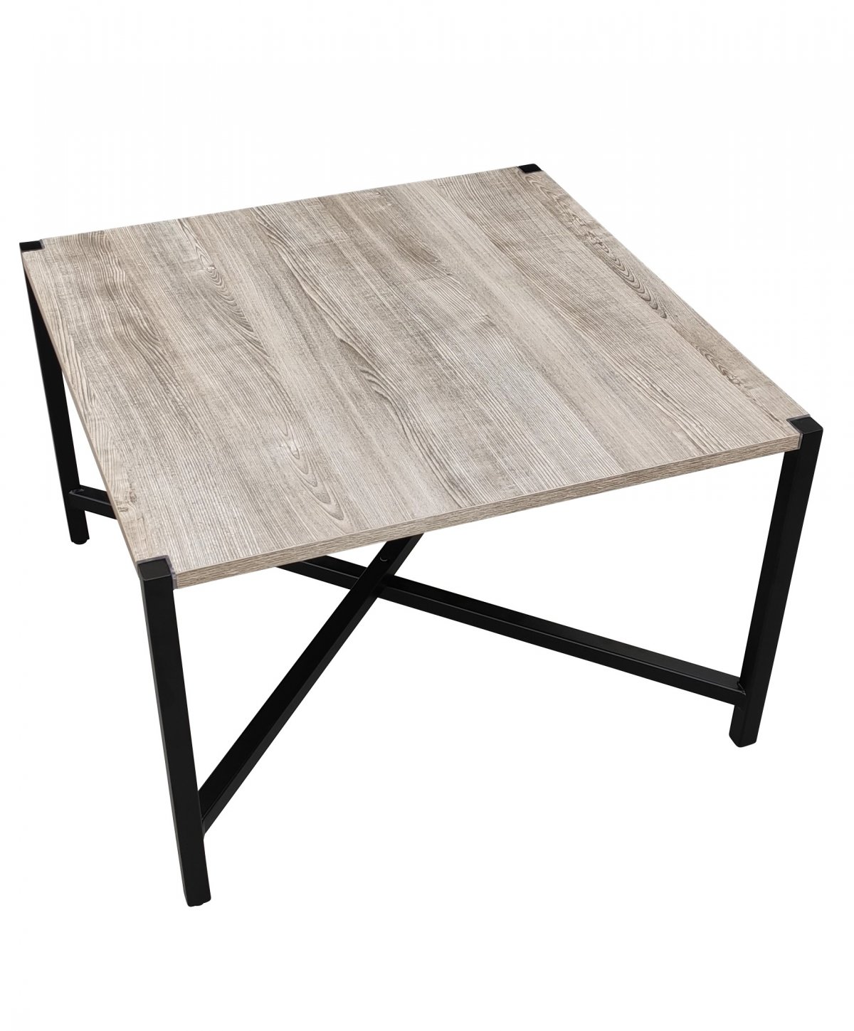 Photo de Table basse carrée en métal et bois de couleur noir  68.5 x 68.5 x 45 cm Kross