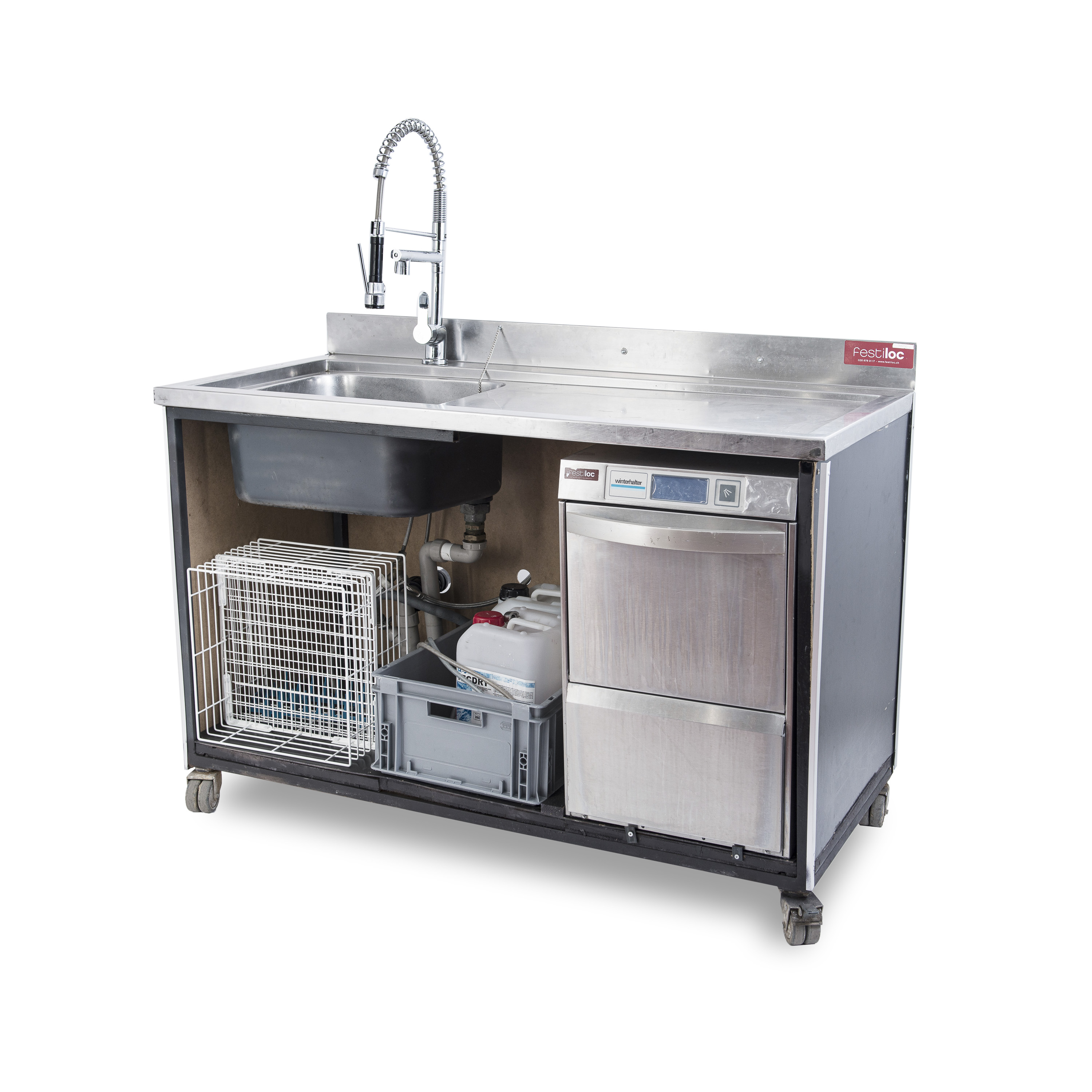 Photo de Ensemble: plonge bassin à gauche avec robinet et machine à laver les verres 40 x 40 cm Wintherhalther