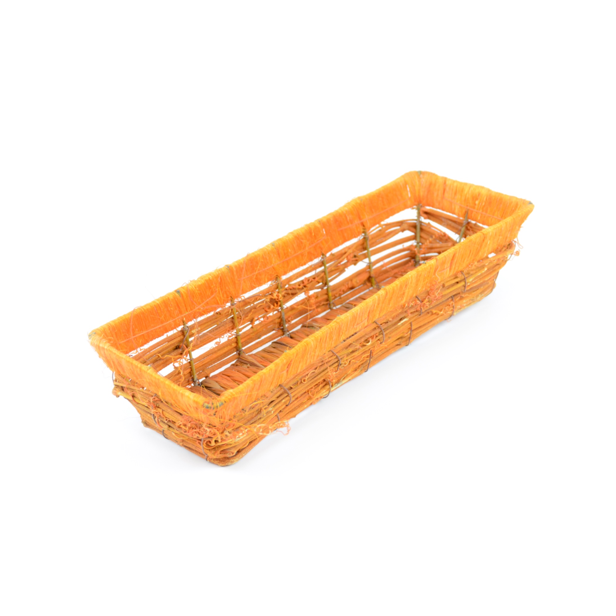 Photo de Corbeille rectangulaire orange en osier 36 x h 8 x 12 cm