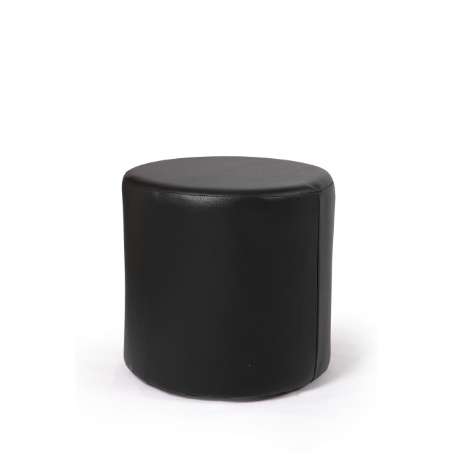 Photo de Pouf noir rond en simili cuir Damier